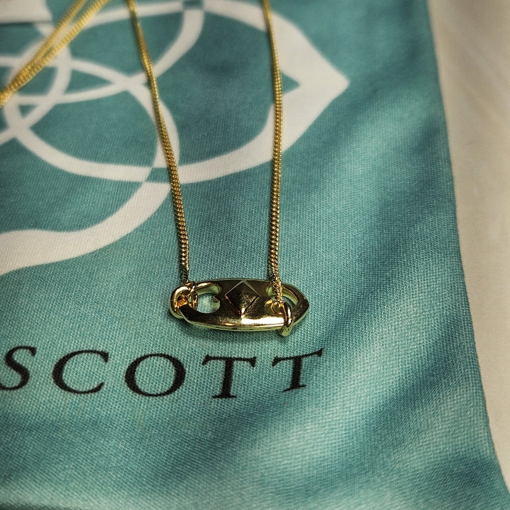 NWT Kendra Scott Elisa 18k Gold Vermeil Sparkle Tab Pendant - Picture 5 of 7